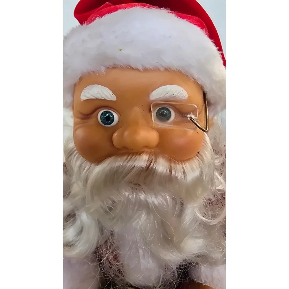 Vintage Animated Santa Claus Figure with Bell  Christmas Decor